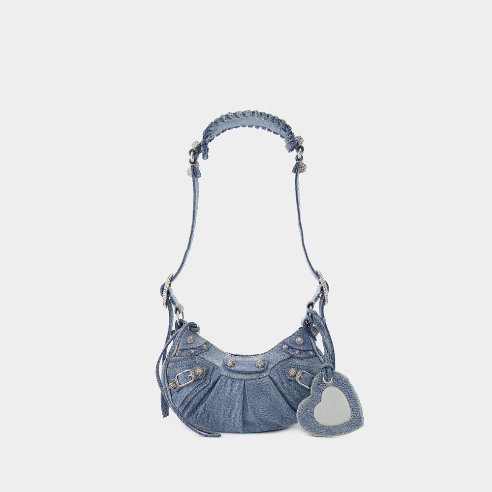 Photos - Women Bag Balenciaga Le Cagole XS Shoulder Bag -  - Denim - Blue 