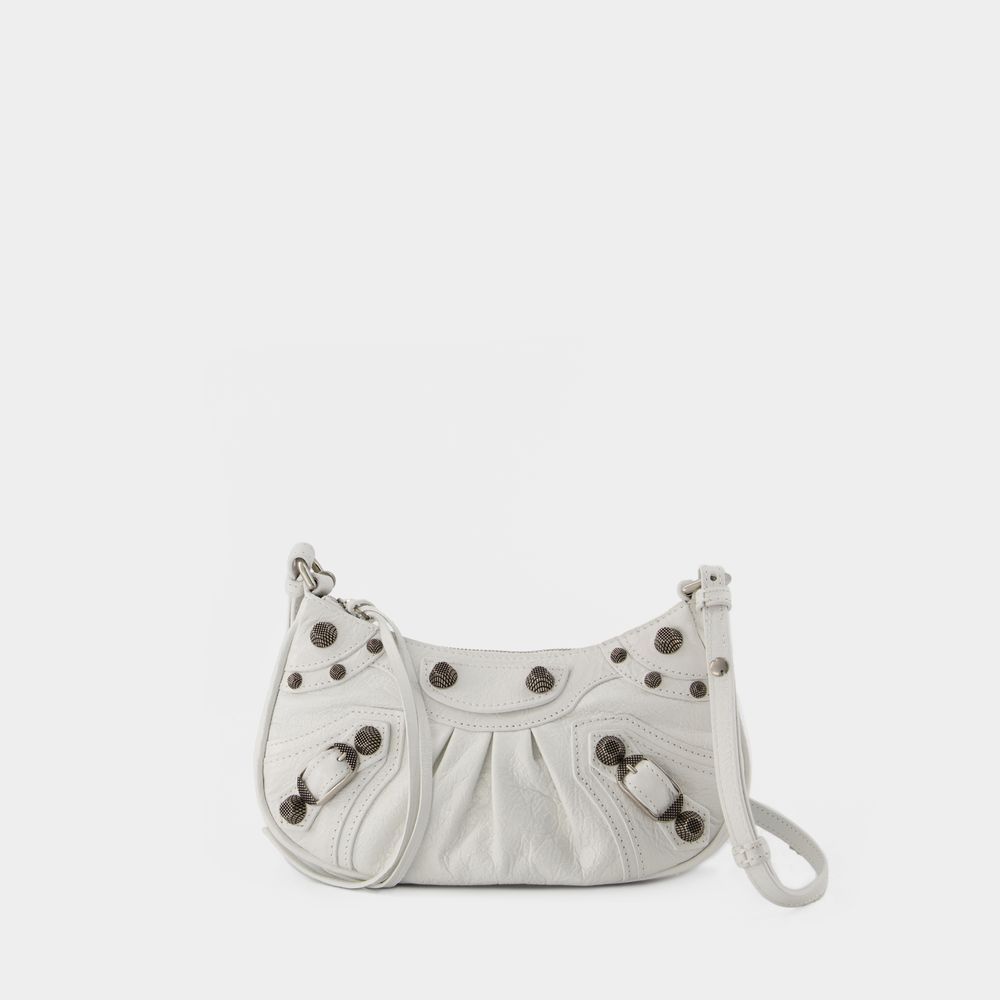 Shop Balenciaga Le Cagole Mini Wallet On Chain -  - Leather - Optic White