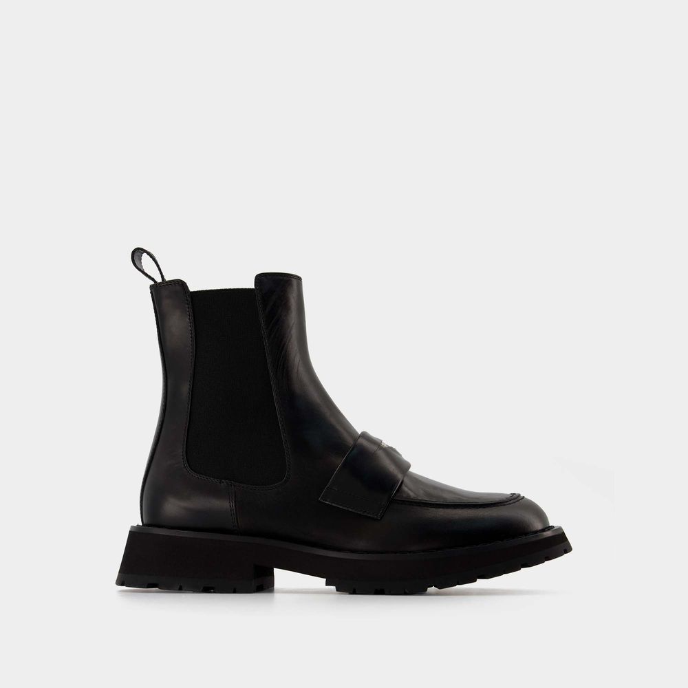 Alexander Mcqueen Worker Punk Ankle Boots -  - Black/white - Leather