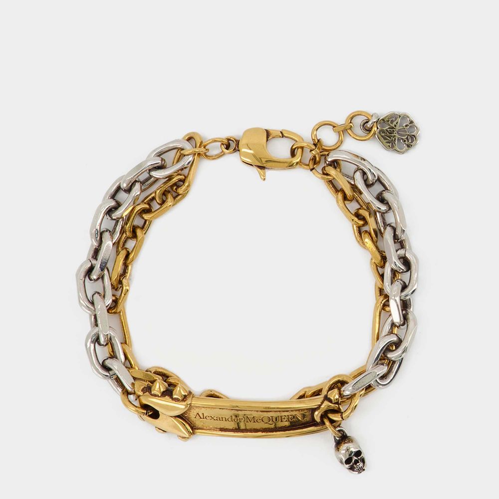 Shop Alexander Mcqueen Punk Stud Bracelet -  - Antic Gold/silver - Metal In Multicoloured