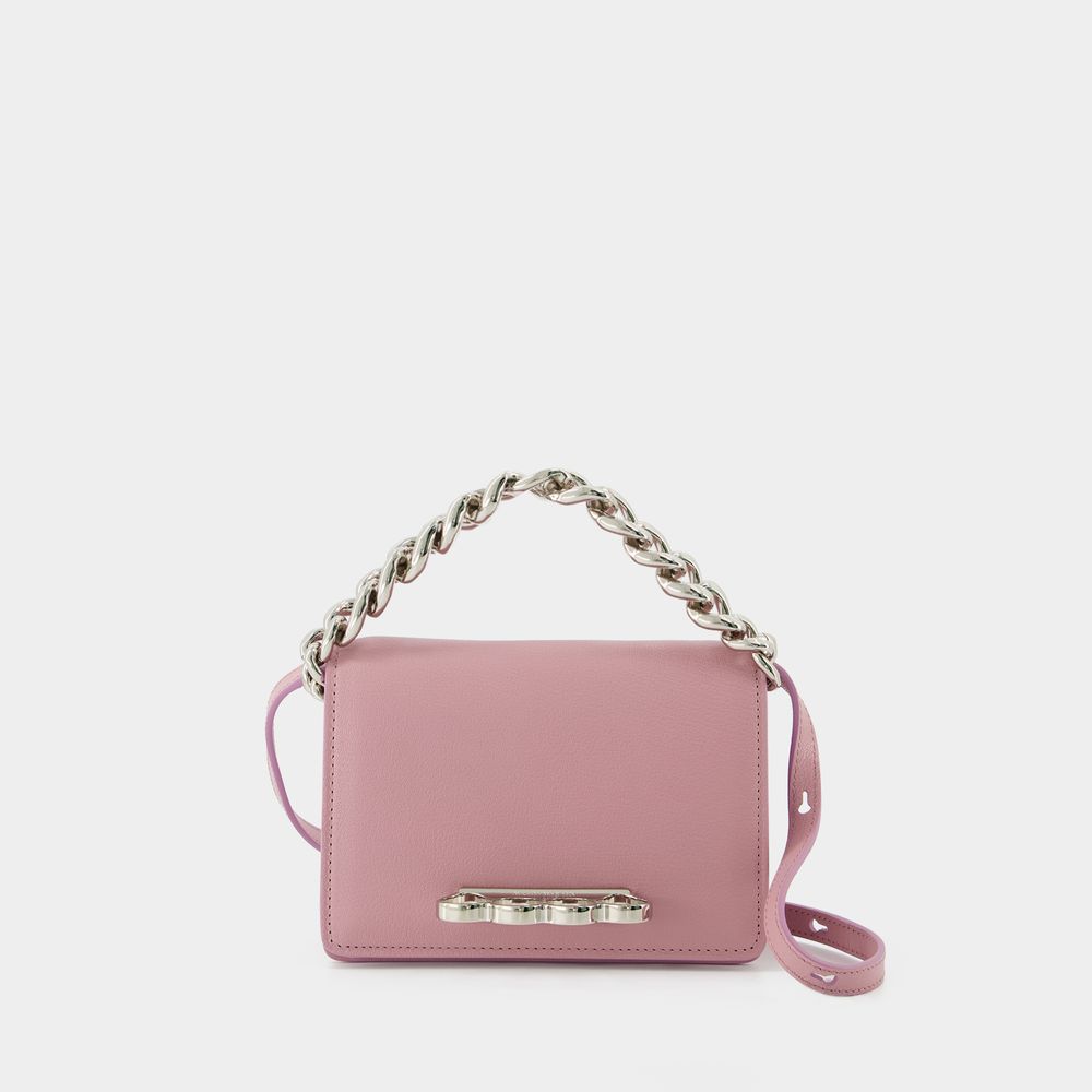 Alexander Mcqueen Four Ring Mini Chain Bag In Pink