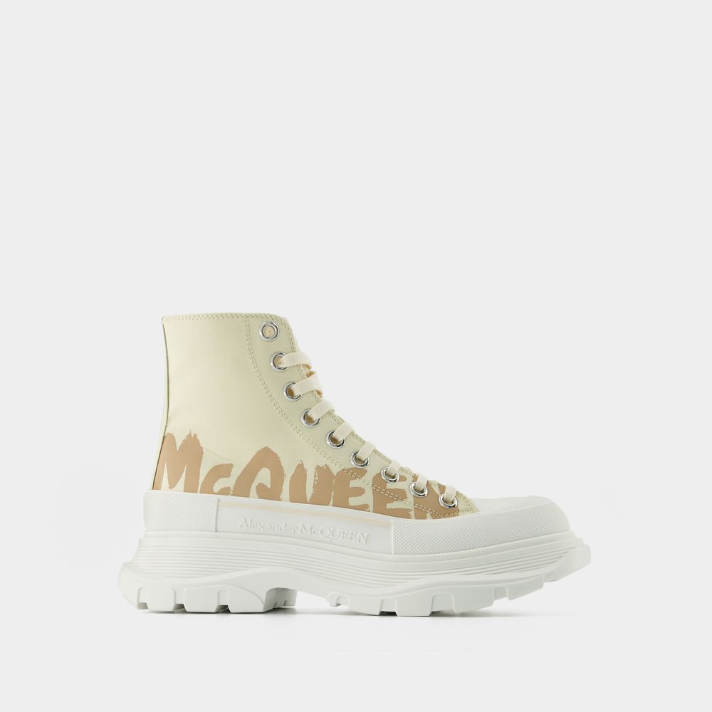 Shop Alexander Mcqueen Tread Slick Sneakers -  - Black/white - Leather In Multicoloured