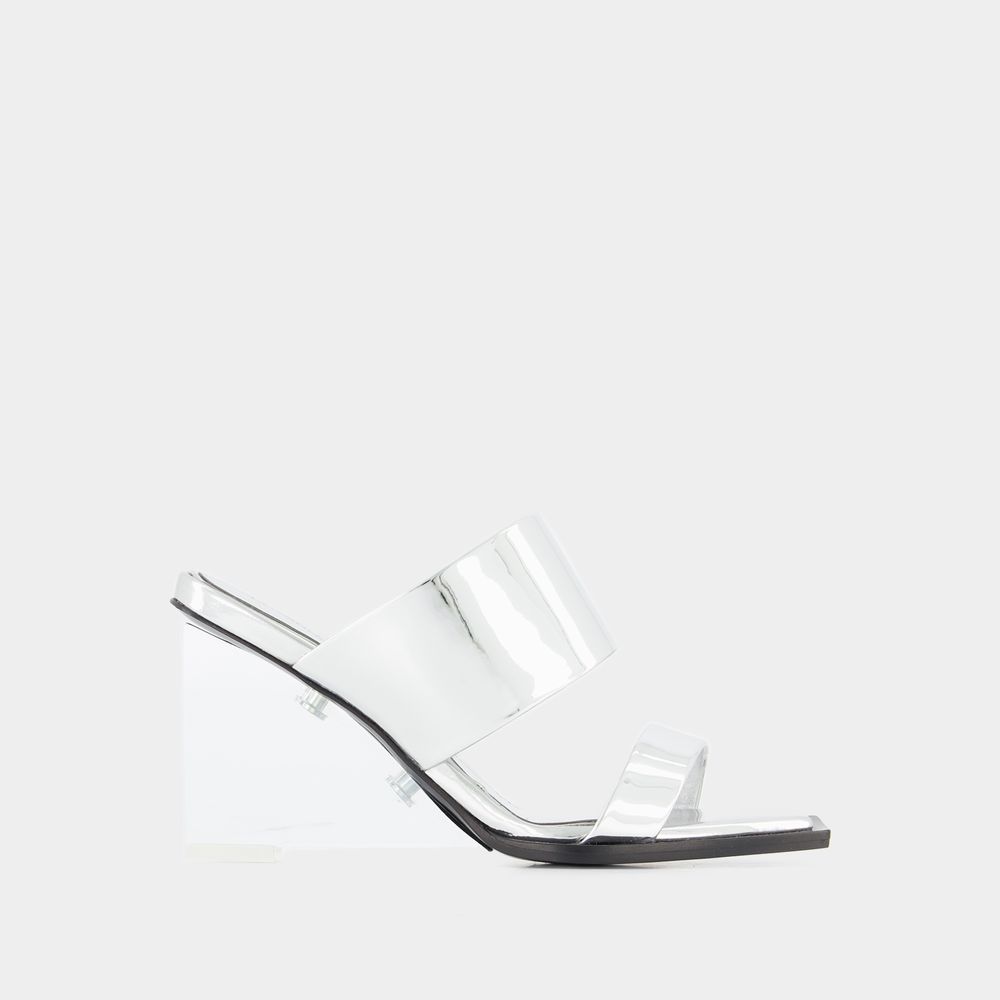 Alexander Mcqueen Sandals -  - Grey - Leather In Metallic