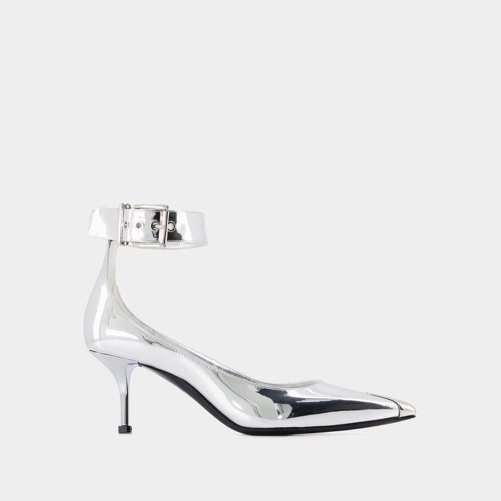 Alexander Mcqueen Pumps -  - Grey - Leather In Metallic