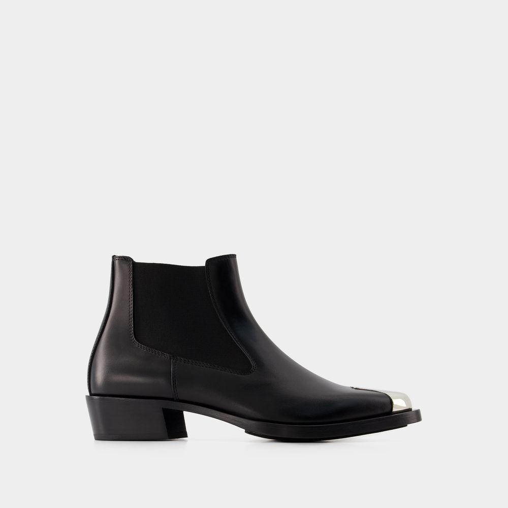 Alexander Mcqueen Chelsea Boots -  - Leather - Black/ Silver
