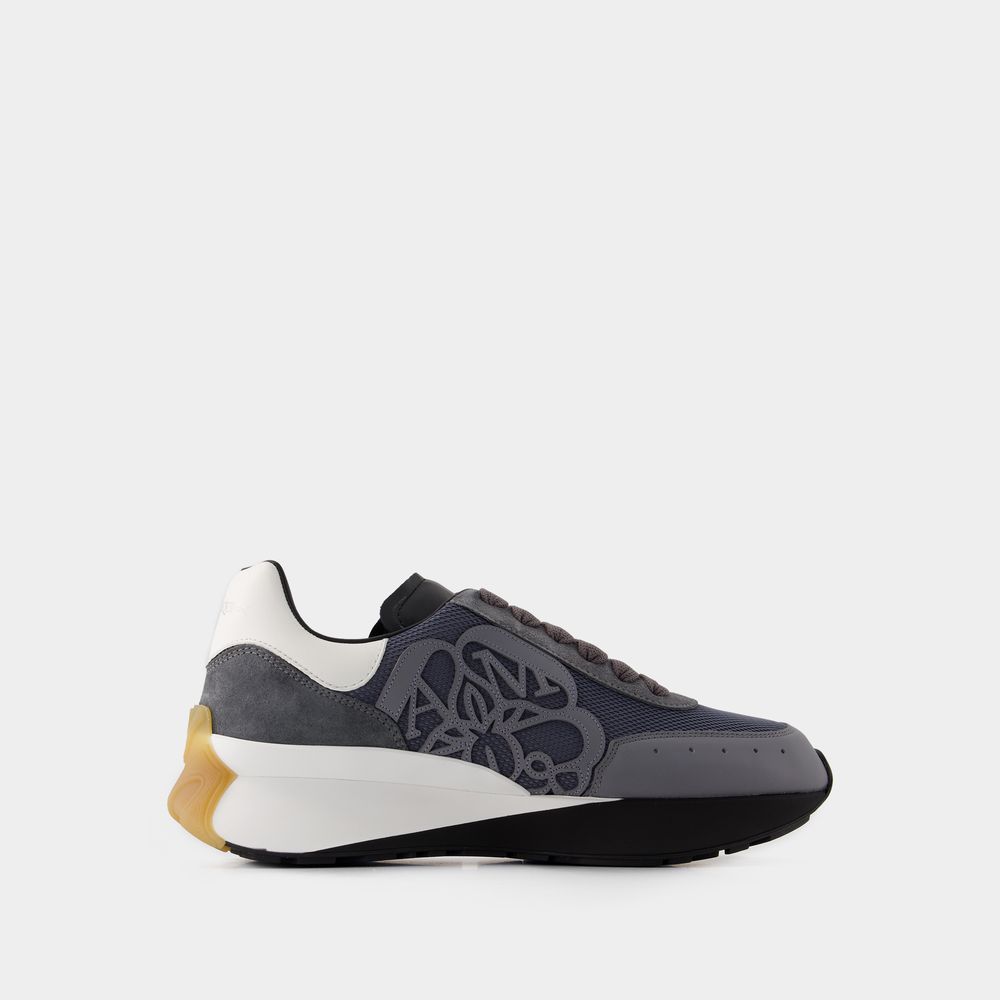 Shop Alexander Mcqueen Sprint Runner Sneakers -  - Canvas - Multi In Grey