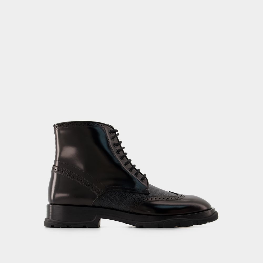 Alexander Mcqueen Laced Ankle Boots -  - Leather - Black