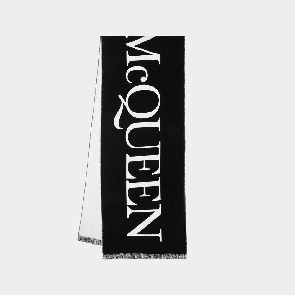 Alexander Mcqueen Classic Logo Scarf -  - Wool - Black