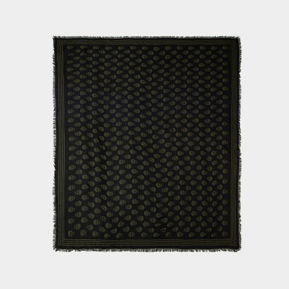 Alexander Mcqueen Biker Scarf -  - Cotton - Black/khaki