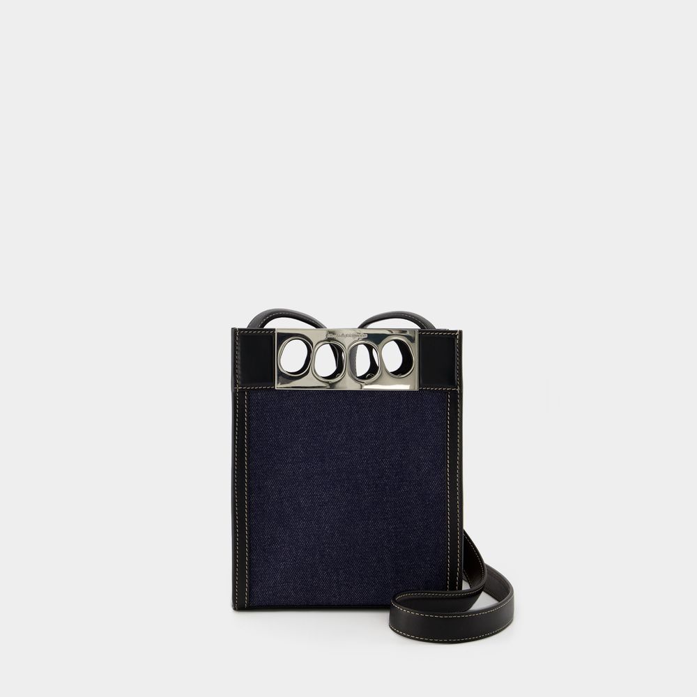 Alexander Mcqueen Mini Tote Bag -  - Leather - Denim/black In Blue