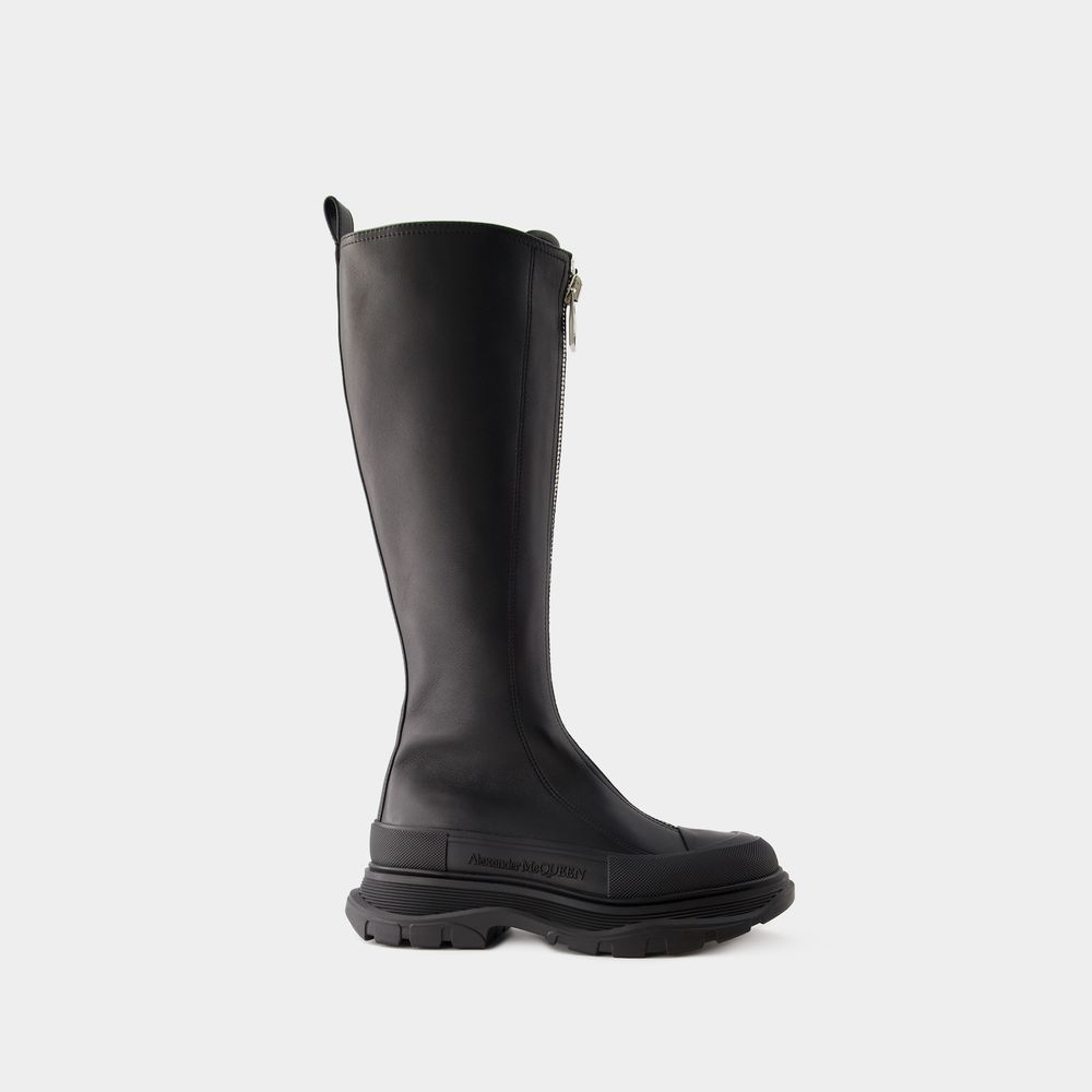 Shop Alexander Mcqueen Tread Slick Boots -  - Leather - Black
