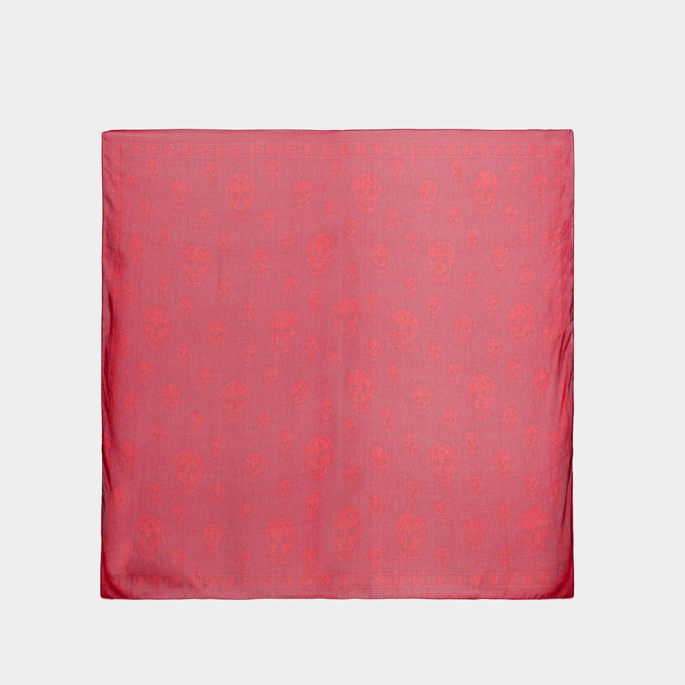 Alexander Mcqueen Skull Scarf - - Silk - Red In Red