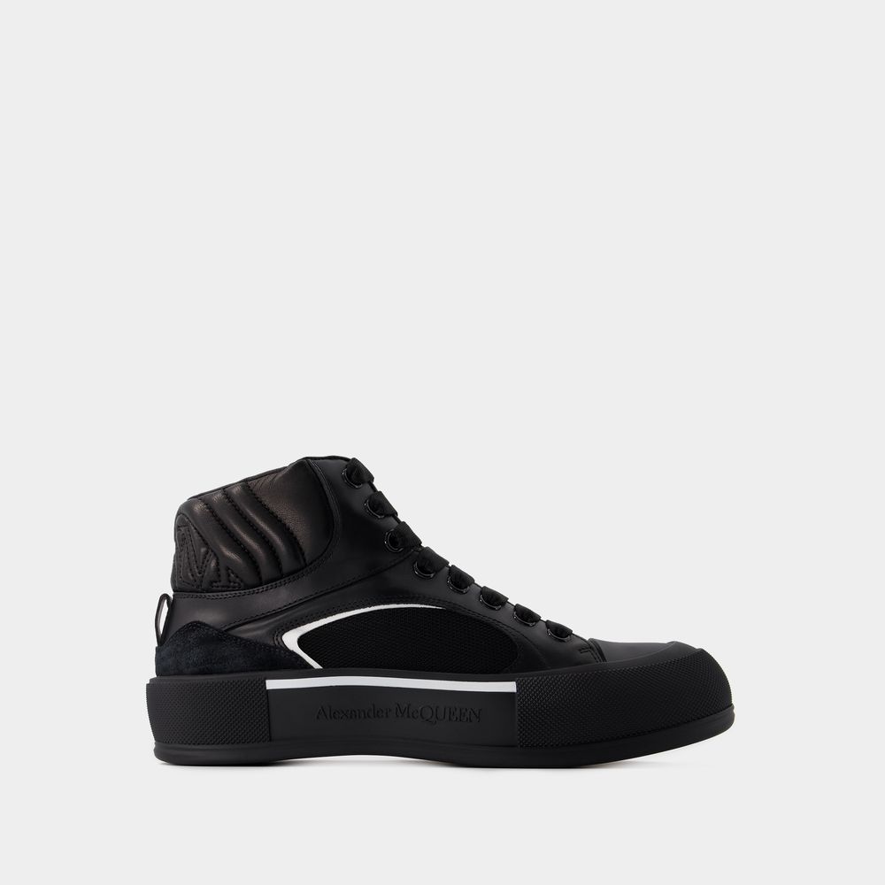 Alexander Mcqueen Sneakers Deck -  - Cuir - Noir/blanc In Black