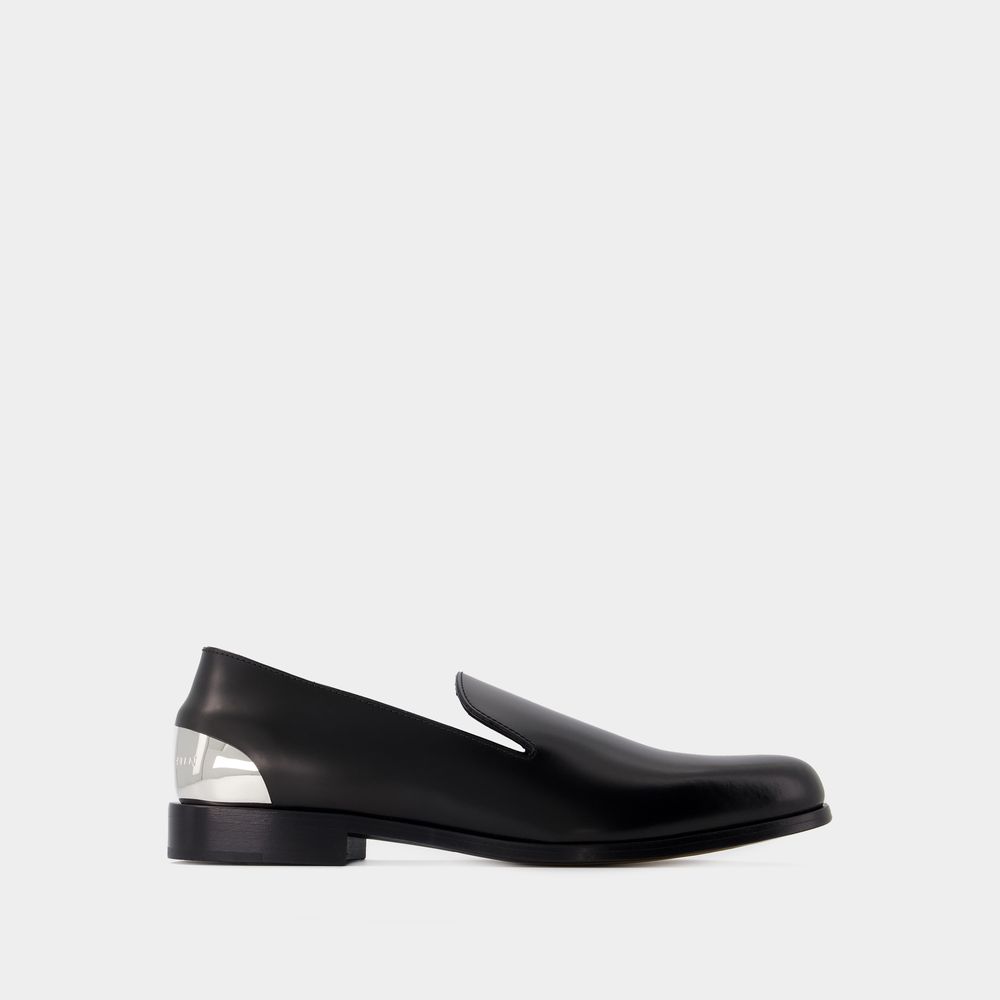 Shop Alexander Mcqueen Metal Heel Loafers -  - Leather - Black/silver
