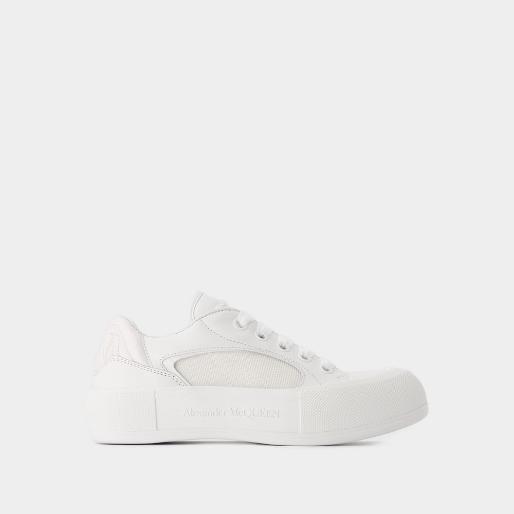Shop Alexander Mcqueen Deck Sneakers -  - Calfskin - White