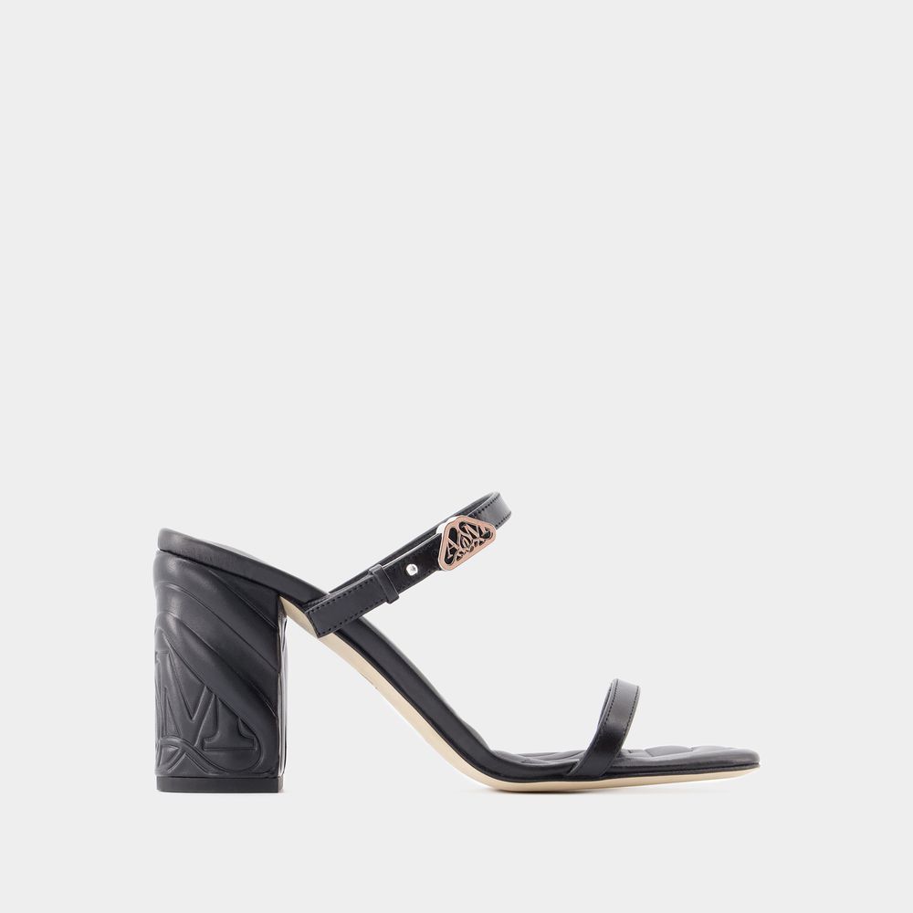 Alexander Mcqueen Women's Seal Heeled Sandals In Black