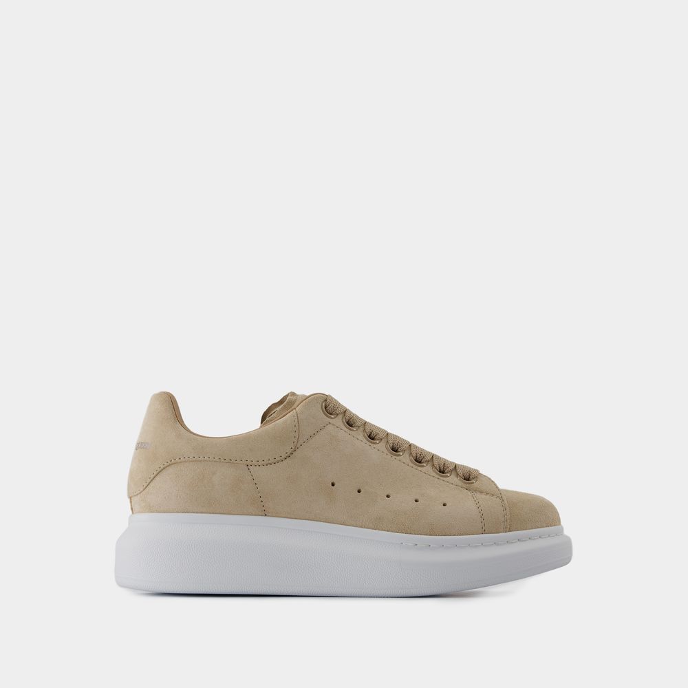 Alexander Mcqueen Suede And Leather Exaggerated-sole Sneakers In Beige