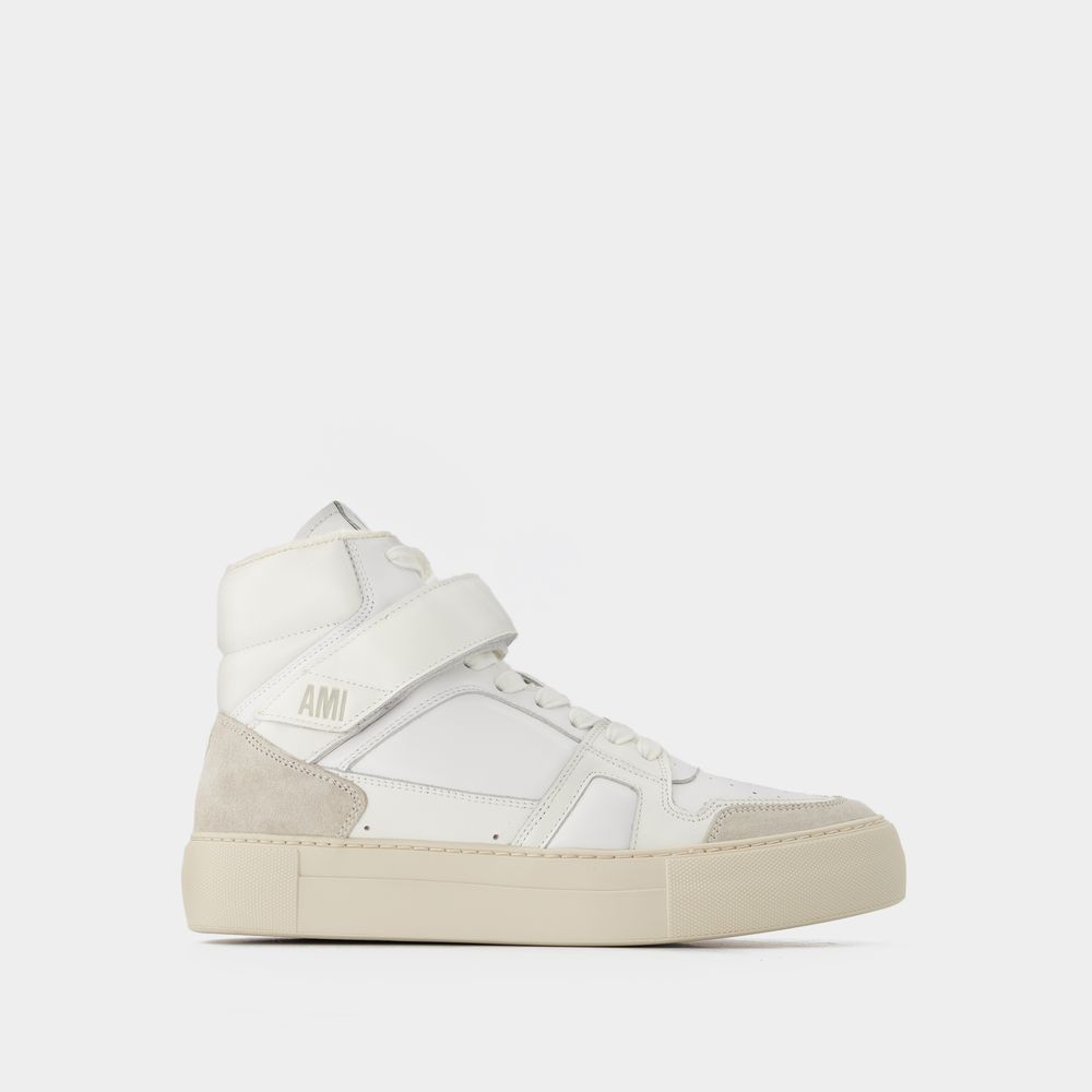 Shop Ami Alexandre Mattiussi Adc High-top Sneakers Aus Weissem Leder In White