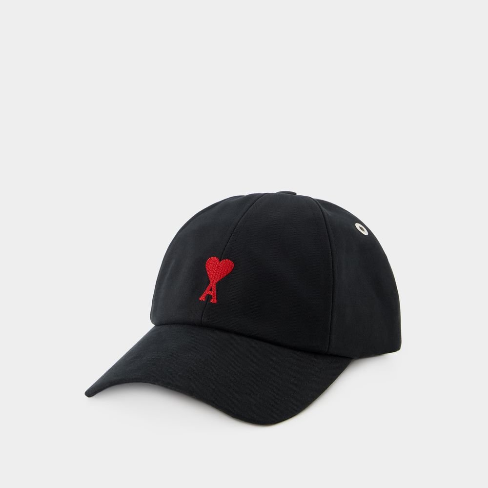 Shop Ami Alexandre Mattiussi Cap Red Adc Embroidery - Ami Paris - Cotton - Black