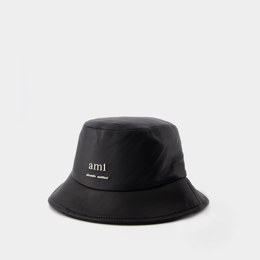 Ami Alexandre Mattiussi Ami Bucket Hat - Ami Paris - Leather - Black