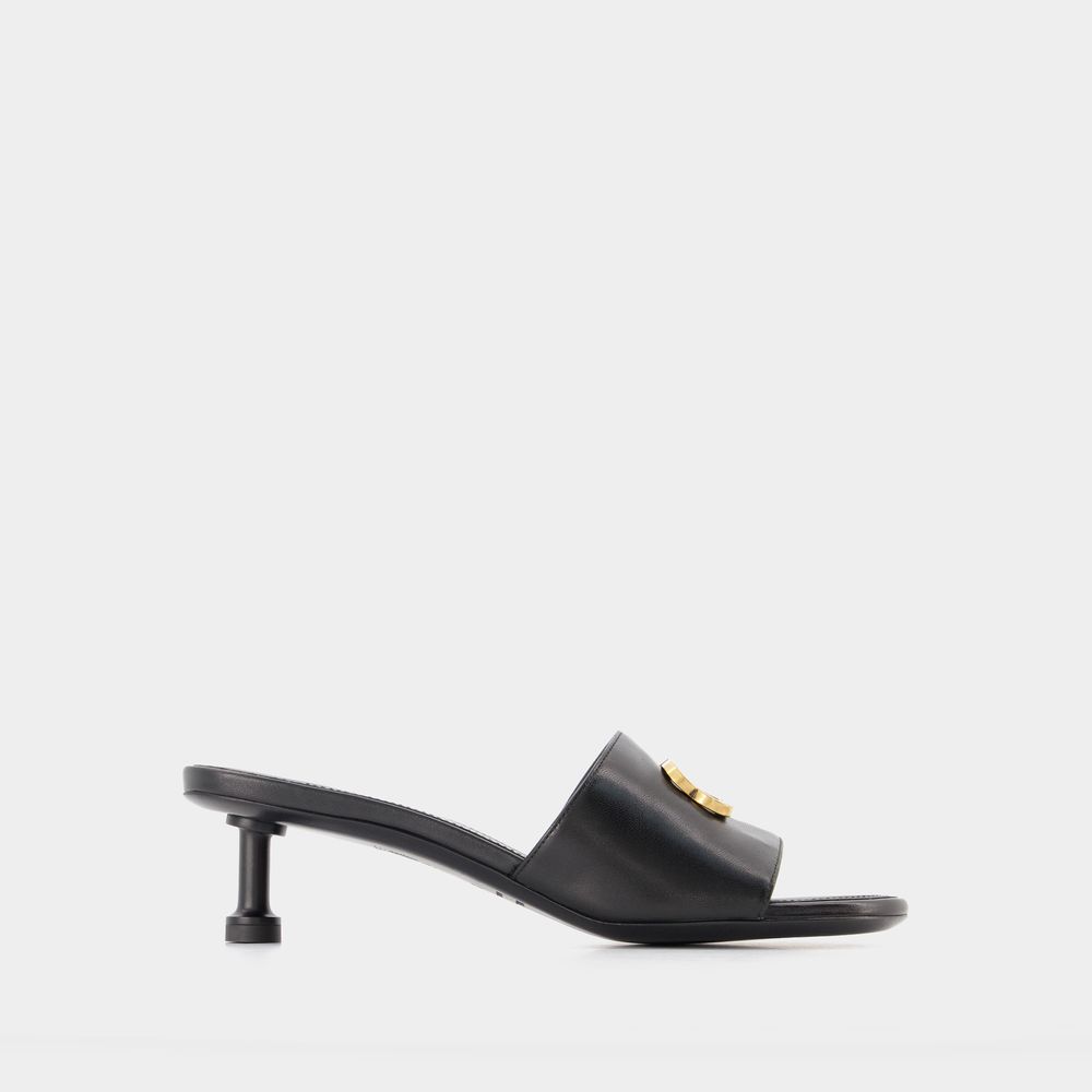 Shop Balenciaga Groupie M50 Sandals -  -  Black/gold - Leather