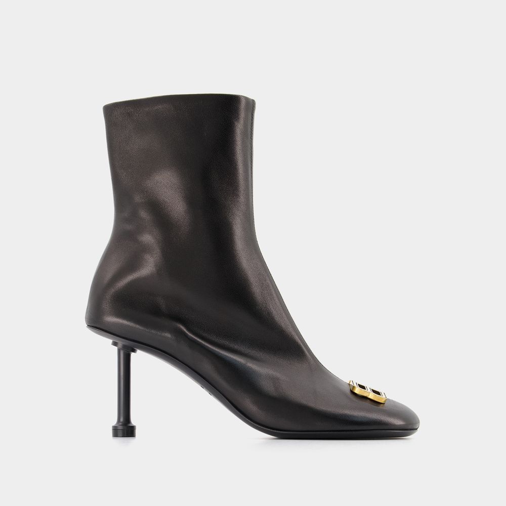 Shop Balenciaga Groupie M80 Ankle Boots -  -  Black/gold - Leather