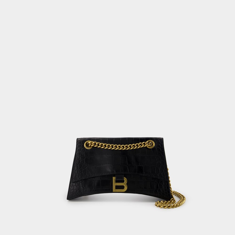 Shop Balenciaga Sac Porté Épaule Crush Chain S -  - Cuir - Noir In Black