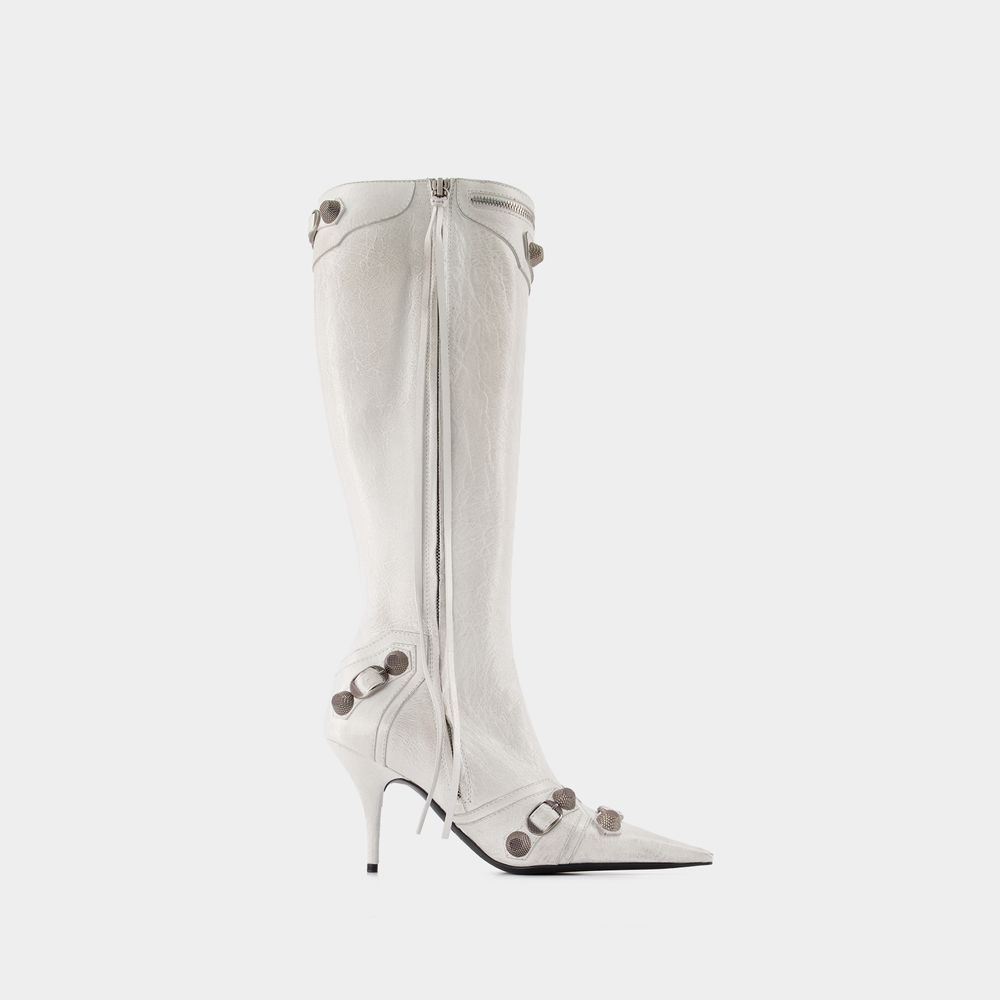 Balenciaga Cagole Knee High Boot In White