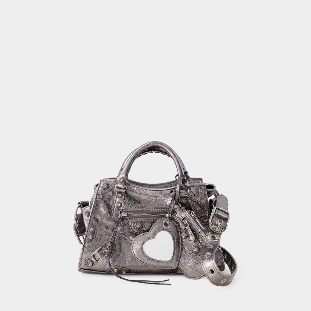 Shop Balenciaga Neo Cagole Xs Bag -  - Leather - Silver