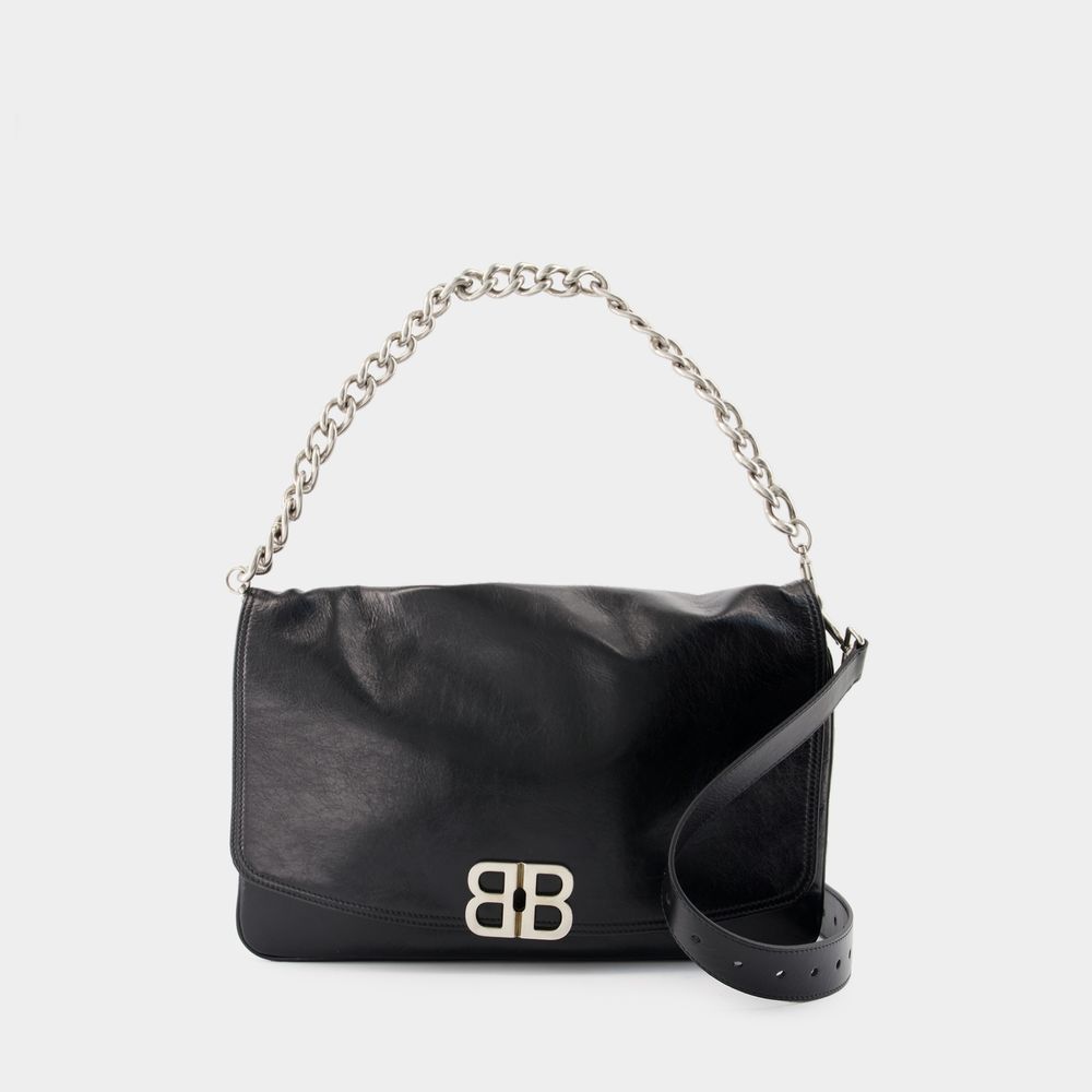 Balenciaga Large Bb Soft Flap Bag In Black