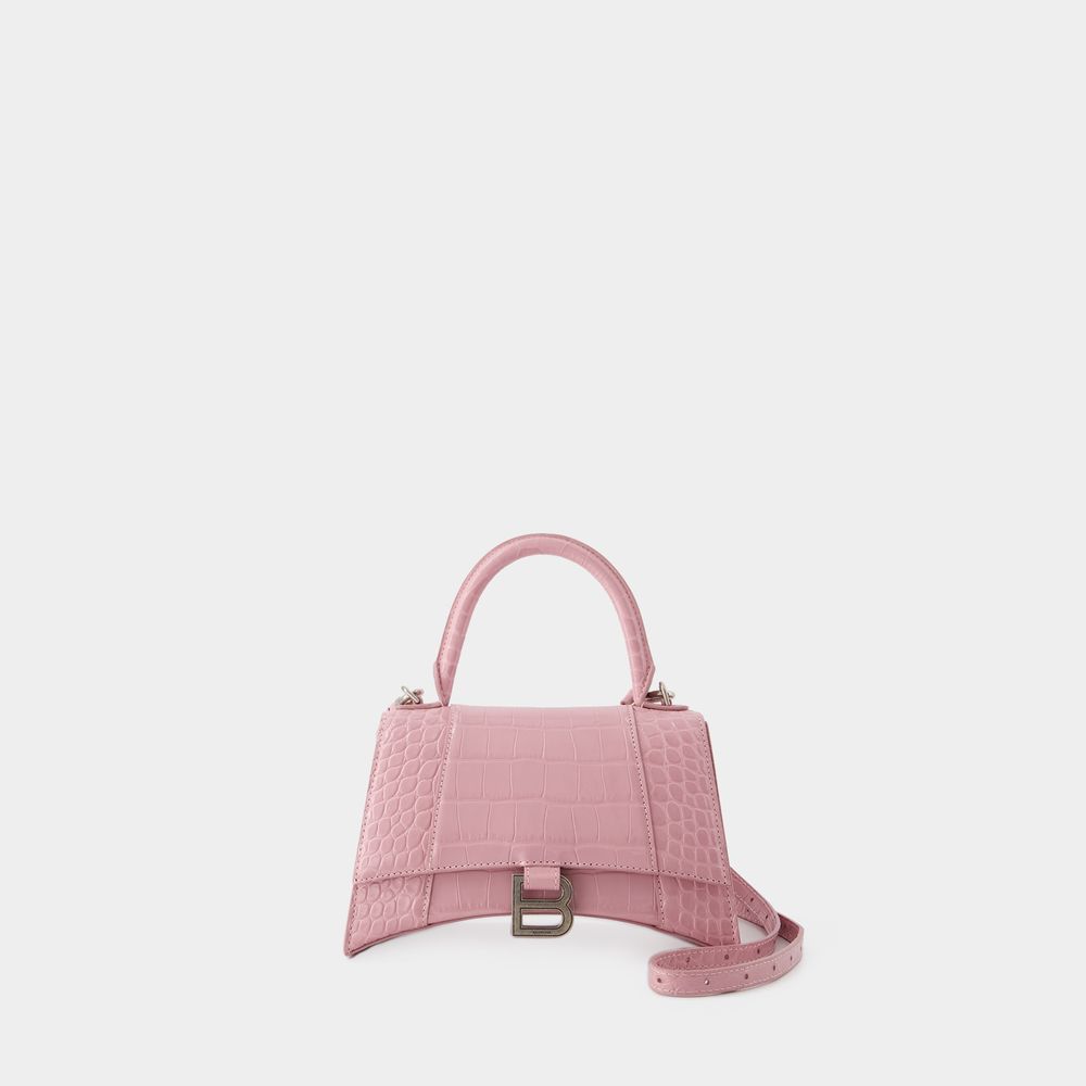 Shop Balenciaga Hourglass Small Bag -  - Leather - Powder Pink
