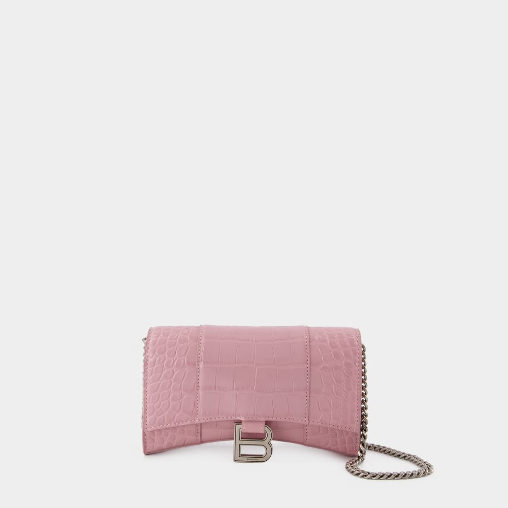 Balenciaga Hourglass Wallet On Chain -  - Leather - Powder Pink