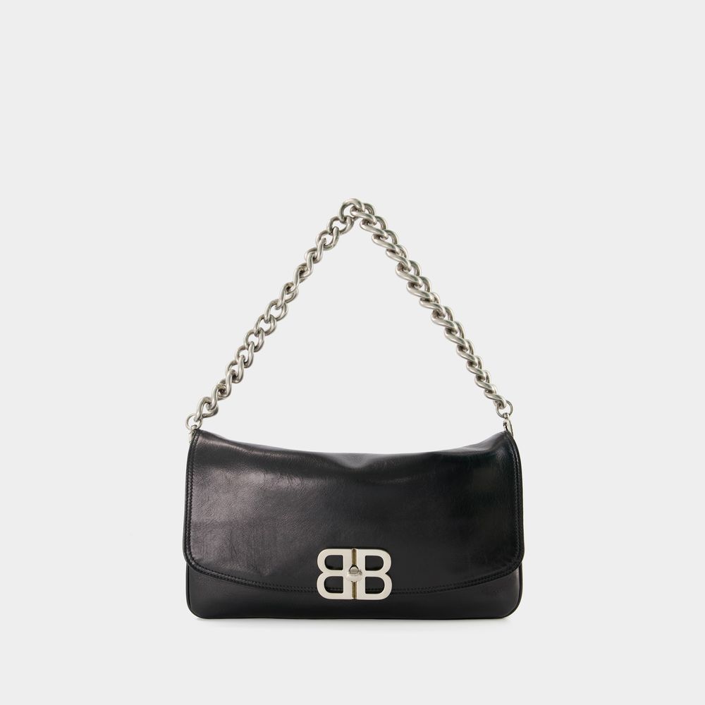 Shop Balenciaga Bb Soft Flap Bag -  - Leather - Black