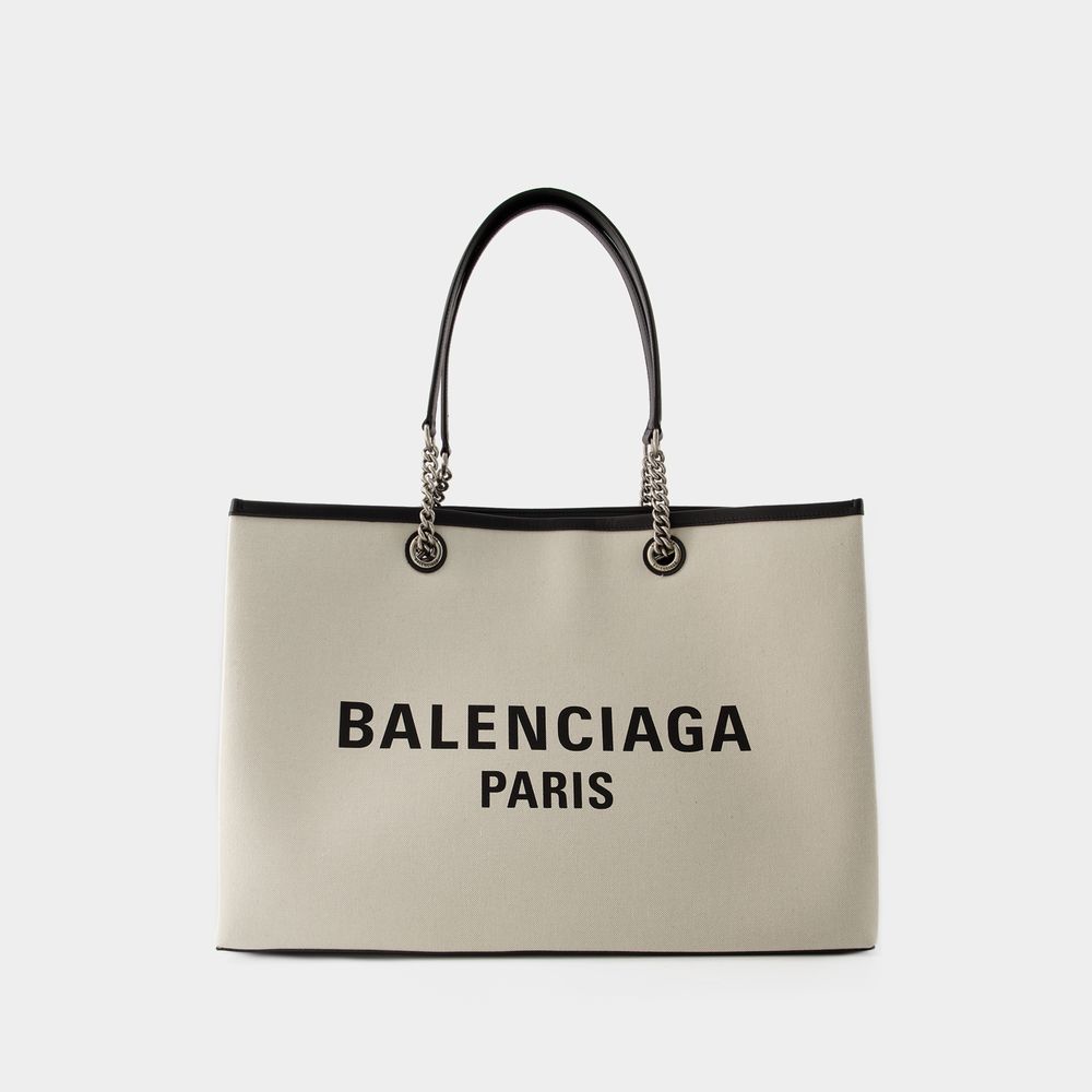 Shop Balenciaga Duty Free Tote Bag L -  - Cotton - Beige