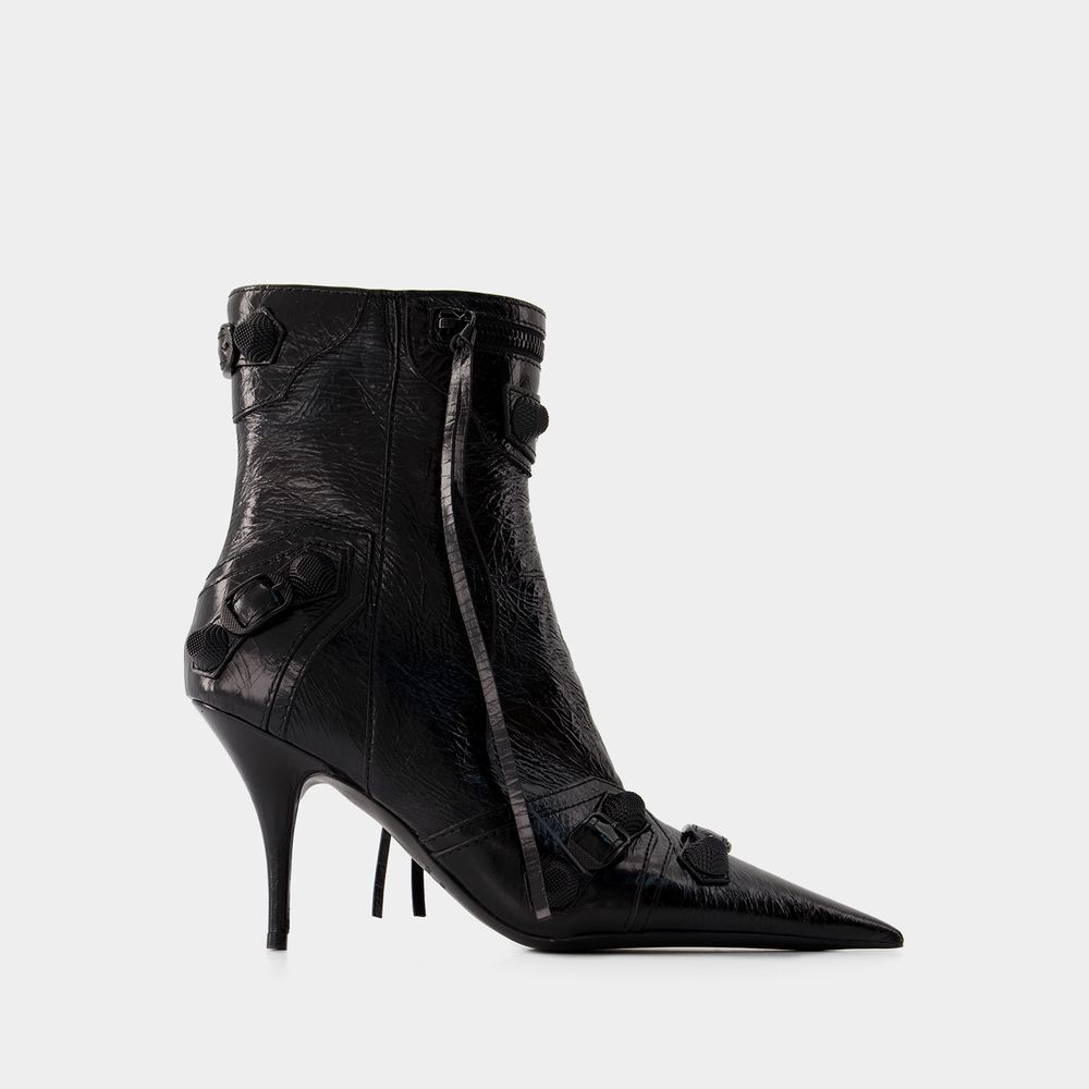Shop Balenciaga Cagole Bootie H90 Ankle Boots -  - Leather - Black