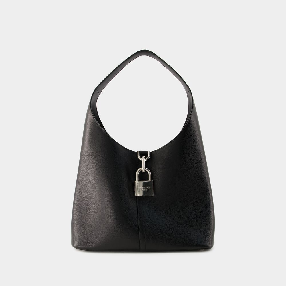 Shop Balenciaga Locker Hobo M Shoulder Bag -  - Leather - Black
