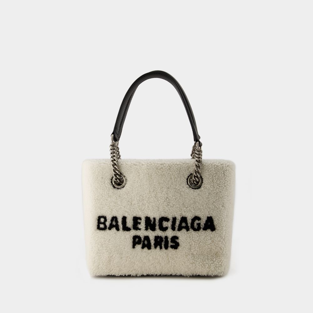 Shop Balenciaga Duty Free S Shopper Bag -  - Fake Fur - Beige