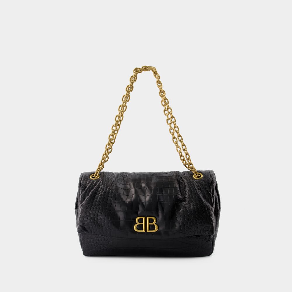 Shop Balenciaga Monaco Chain M Crossbody -  - Leather - Black