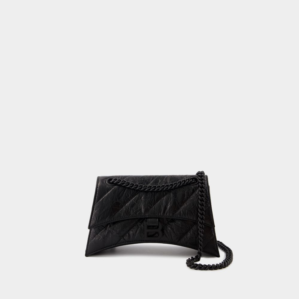Balenciaga Sac Porté Épaule Crush Chain S - - Cuir - Noir In Black
