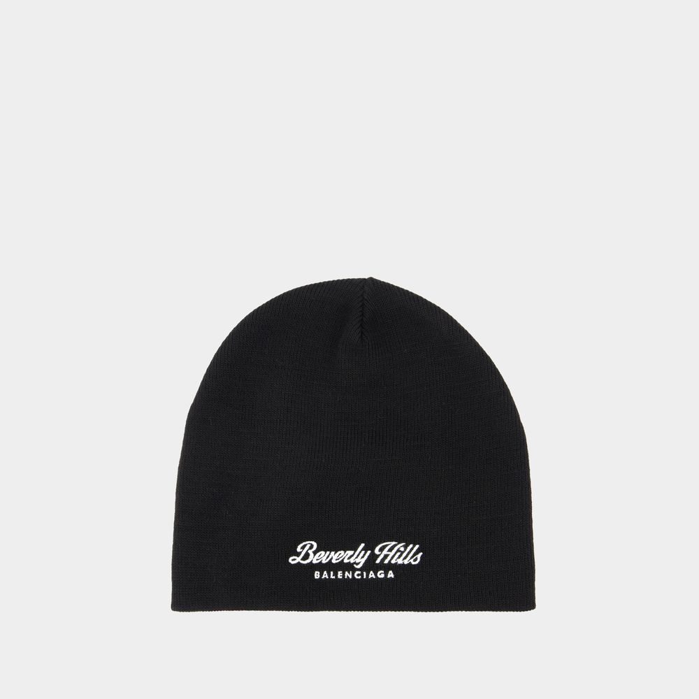 Shop Balenciaga Bonnet Beverly Hills -  - Laine - Noir/blanc In Black