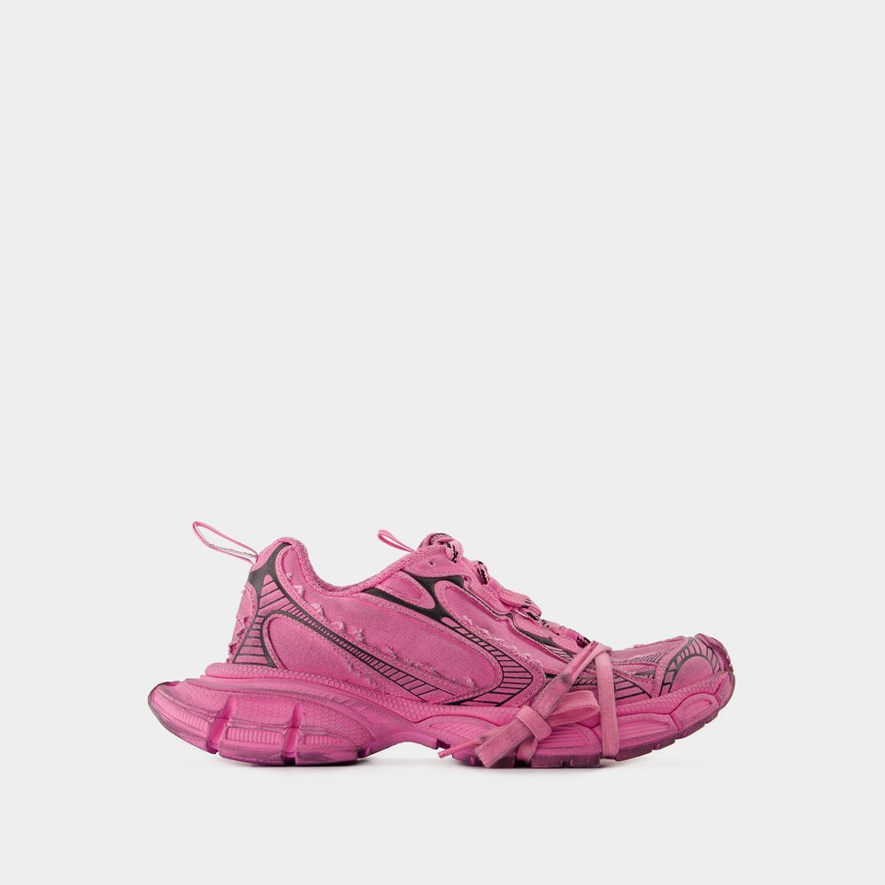 Balenciaga 3xl Distressed Canvas Chunky Trainer Sneakers In Pink