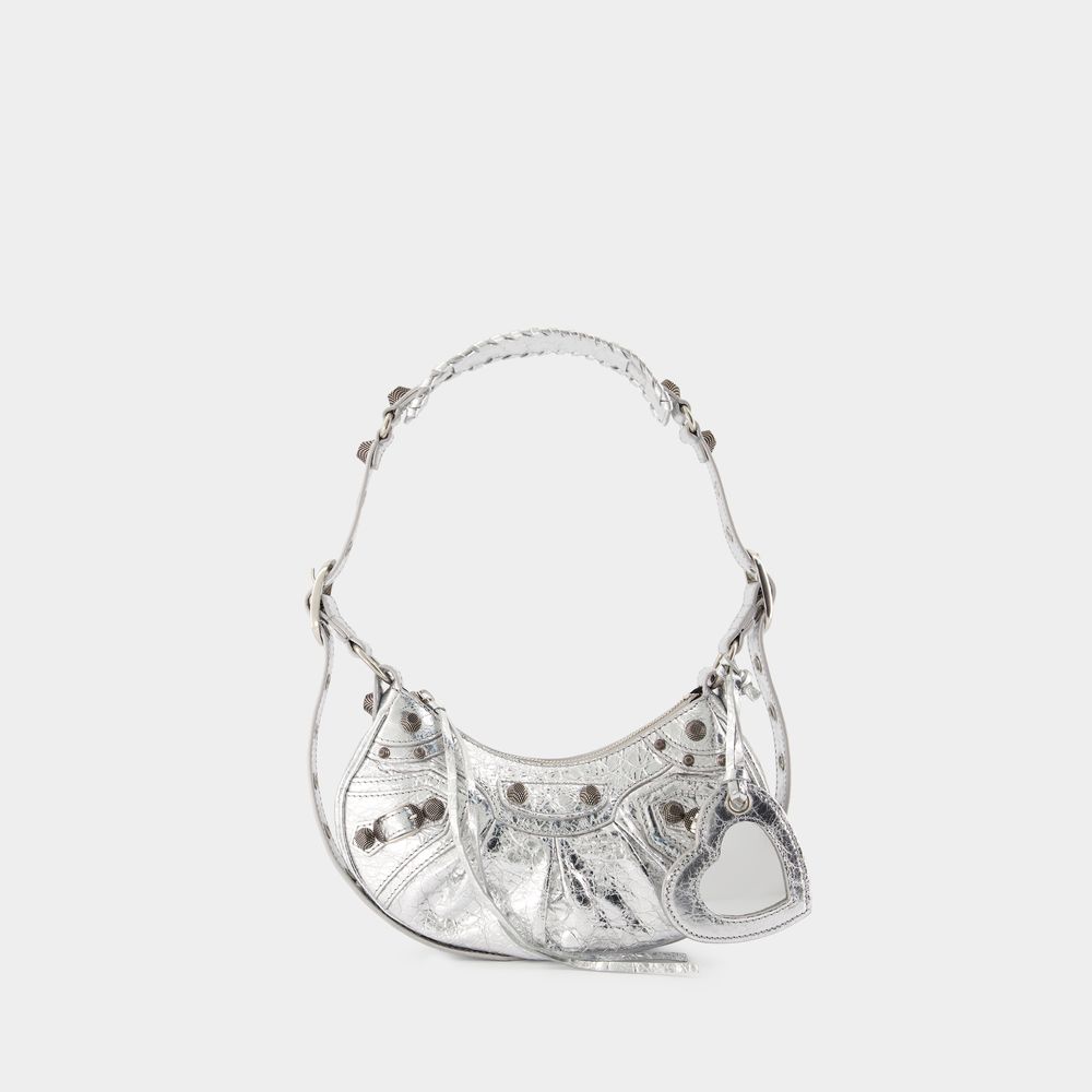 Shop Balenciaga Sac À Bandoulière Le Cagole Sho Xs -  - Cuir - Argenté In Silver