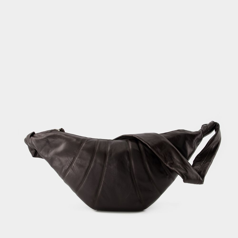 Lemaire Womens Dark Chocolate Mini Fortune Croissant Leather Shoulder Bag In Brown