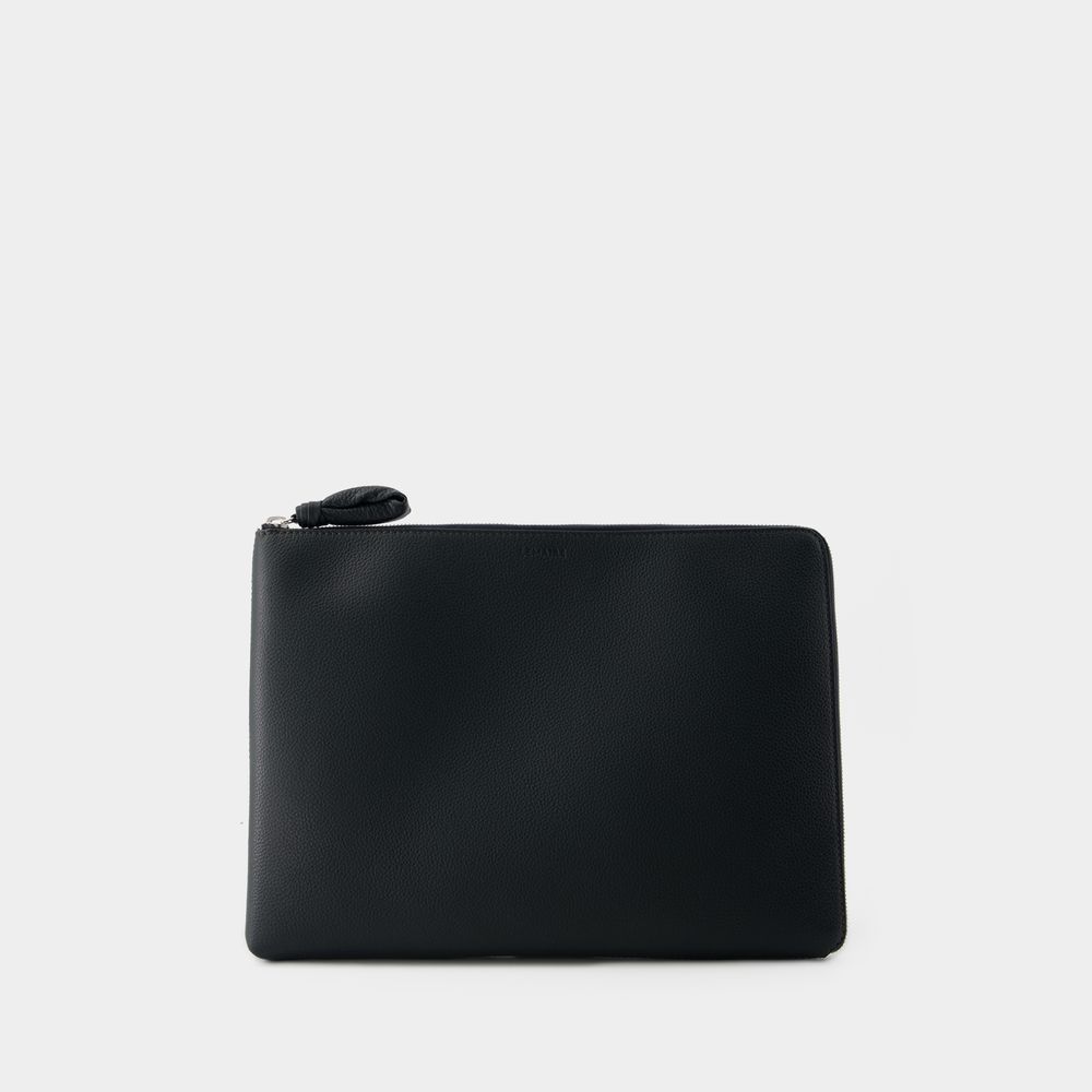 Lemaire Document Holder -  - Leather - Midnight Green In Blue