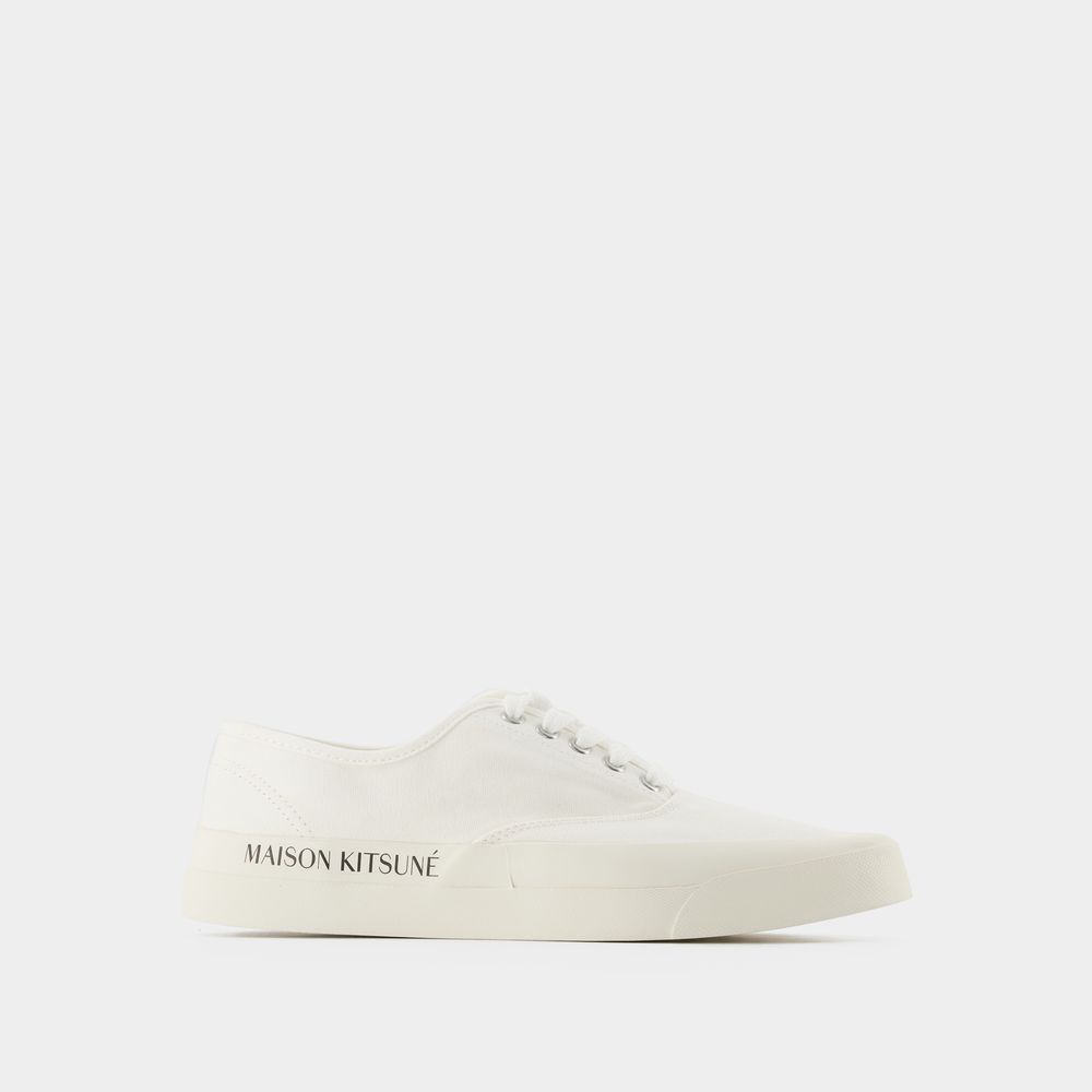 Maison Kitsuné Lace-up Trainers In White