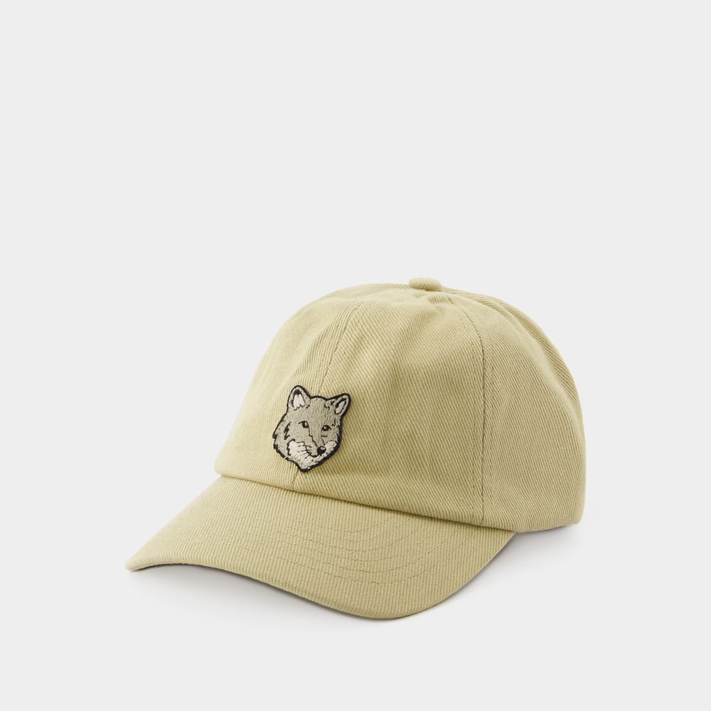 Shop Maison Kitsuné Bold Fox Head Cap - Maison Kitsune - Cotton - Beige