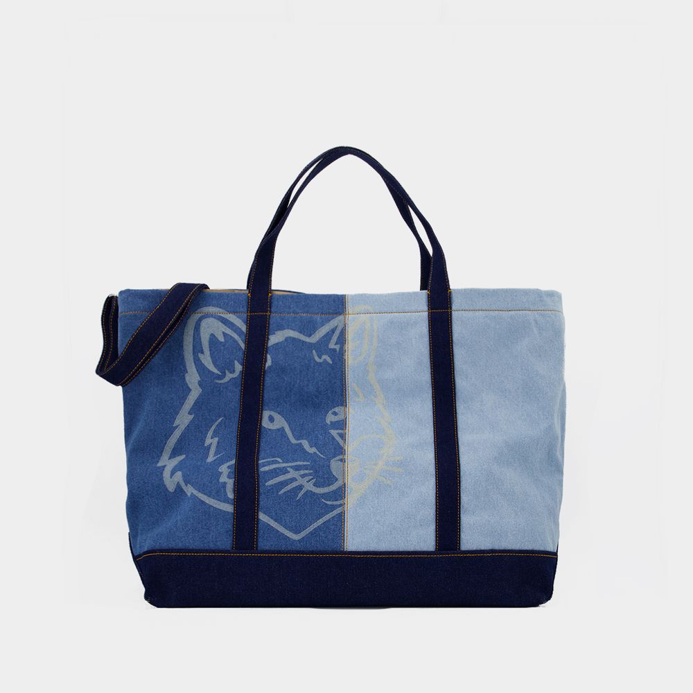 Maison Kitsuné Fox Head Weekender Shopper Bag - Maison Kitsune - Denim - Blue