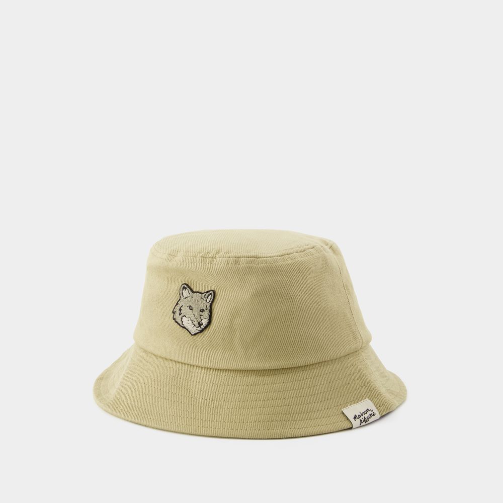 Maison Kitsuné Bold Fox Head Bucket Hat In Beige