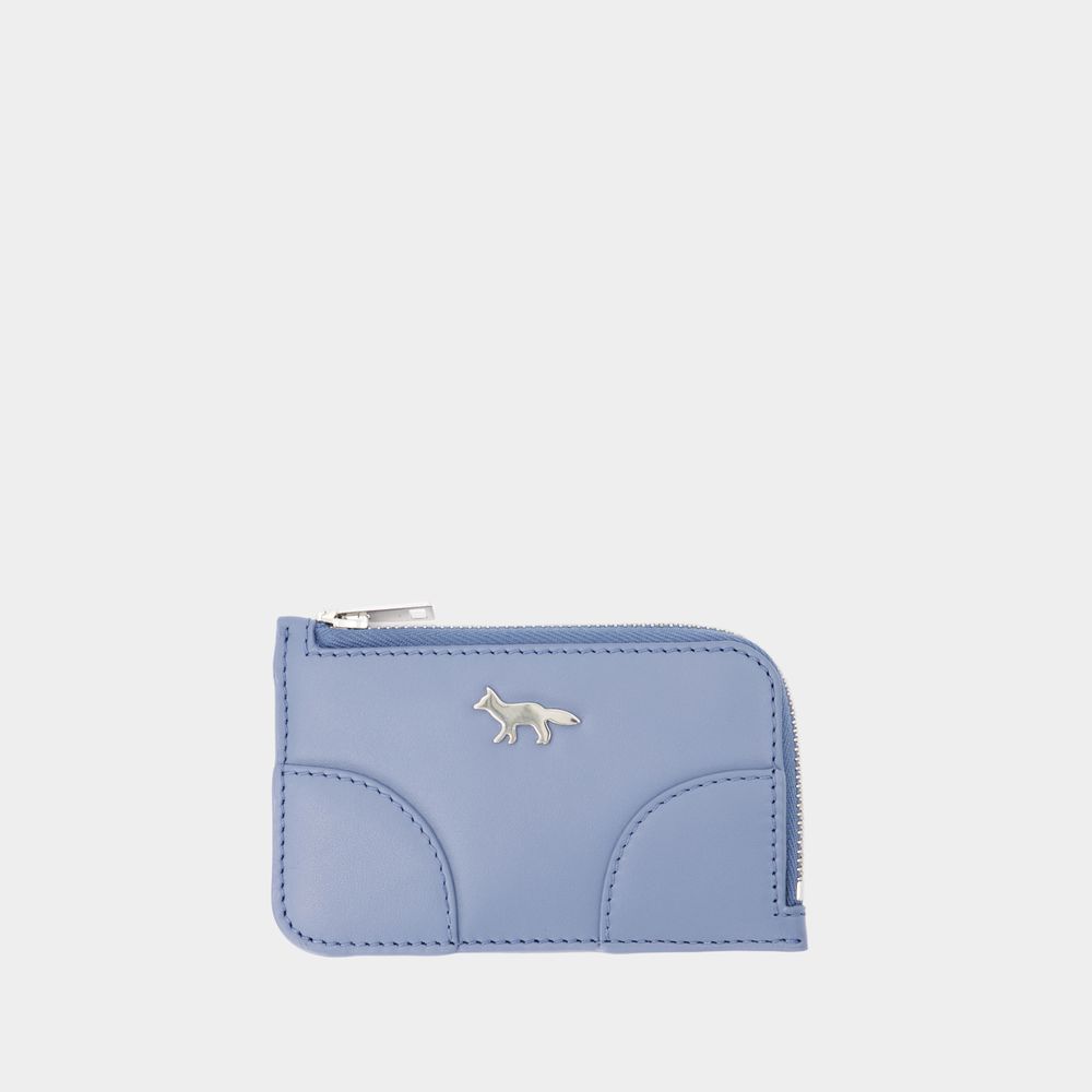 Shop Maison Kitsuné Boogie Long Zipped Card Holder - Maison Kitsune - Leather - Blue