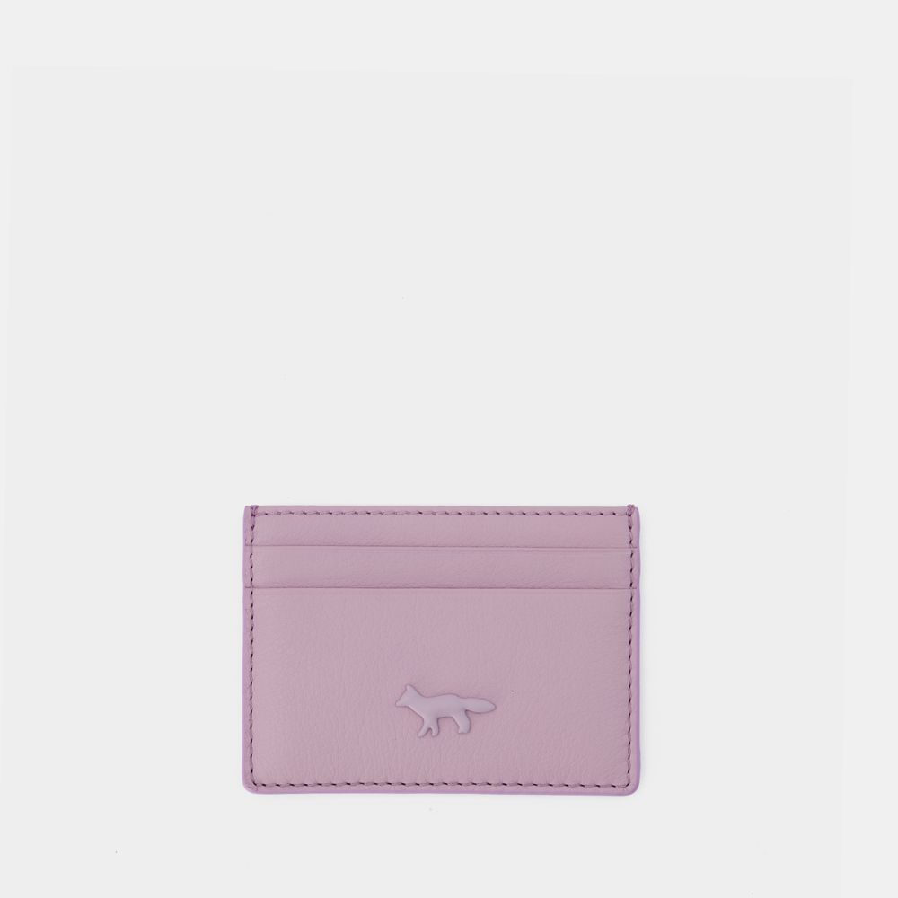 Shop Maison Kitsuné Cloud Card Holder - Maison Kitsune - Leather - Lilac In Purple